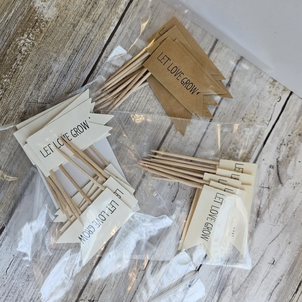 36 Let Love Grow Party Picks - Cream and Tan